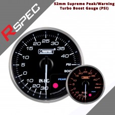 R SPEC 52mm Supreme Peak/Warning Turbo Boost Gauge (PSI) 